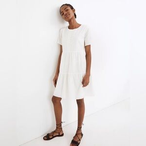 Madewell Embroidered Eyelet Button-front Tiered Mini Dress